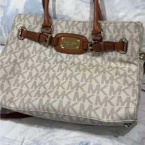 Michael Kors Signature Cream and Tan Tote